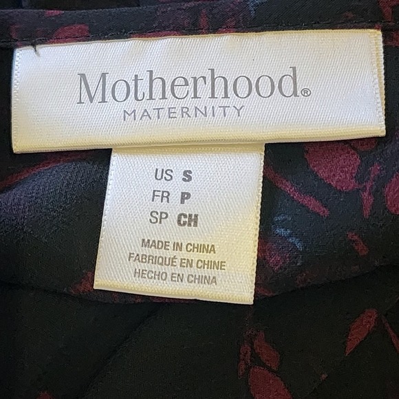 Motherhood Maternity Dress S Red Black Floral Formal Empire Waist Long Sleeve - Picture 5 of 12